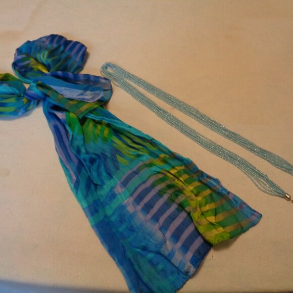 MERMAIDCORE UNDERSEA SCARF & STARFISH BEADED NECKLACE LOT - Picture 6 of 12